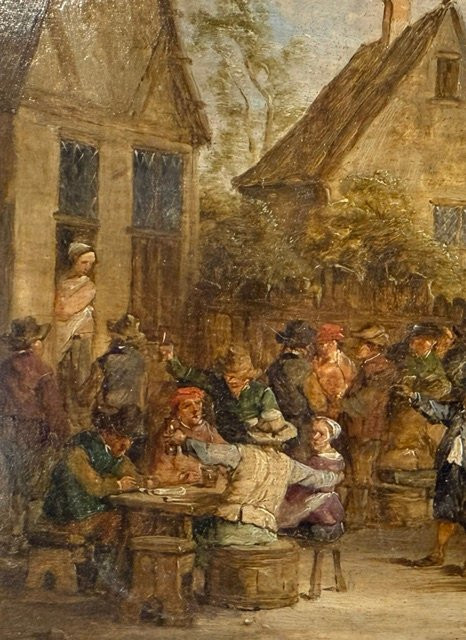 Pair Of Dutch Paintings Depicting Village Scenes-photo-4
