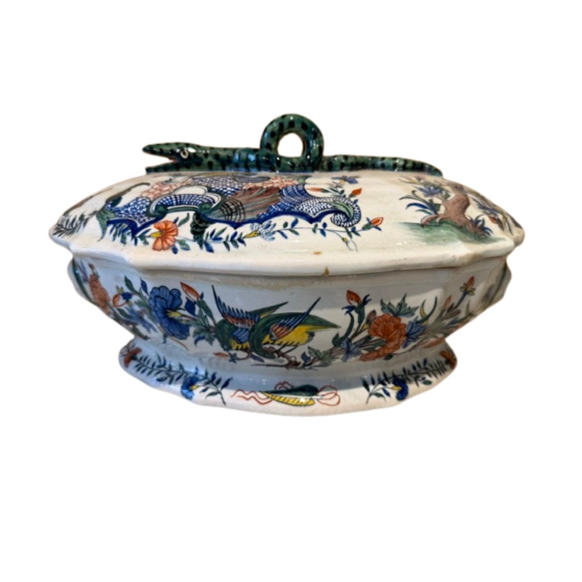 Large Polychrome Tureen In Rouen Earthenware