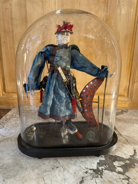19th Century Japanese Warrior Presented Under A Glass Globe-photo-2