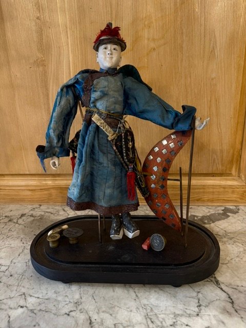 19th Century Japanese Warrior Presented Under A Glass Globe-photo-3