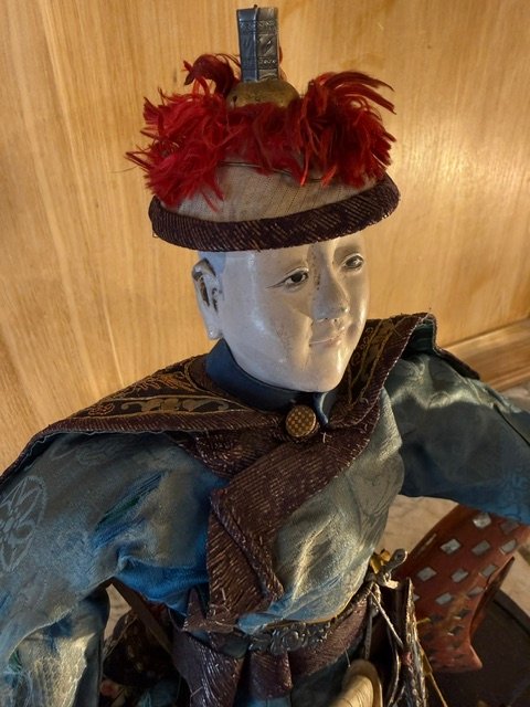 19th Century Japanese Warrior Presented Under A Glass Globe-photo-1