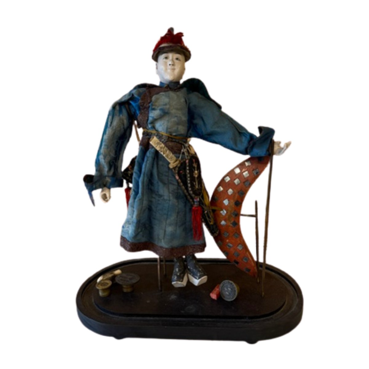 19th Century Japanese Warrior Presented Under A Glass Globe