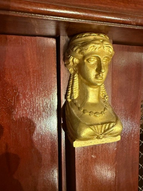 Empire-style Mahogany Bookcase Decorated With Caryatids And Bronze Ornaments-photo-4