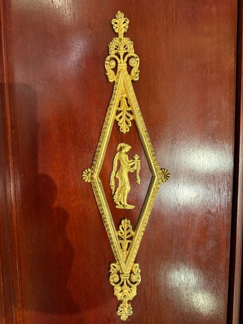 Empire-style Mahogany Bookcase Decorated With Caryatids And Bronze Ornaments-photo-2