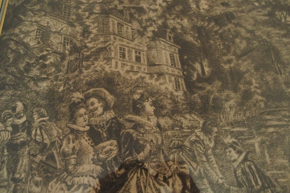 Élégante scène faite au fusain d’époque XIXeme-photo-2