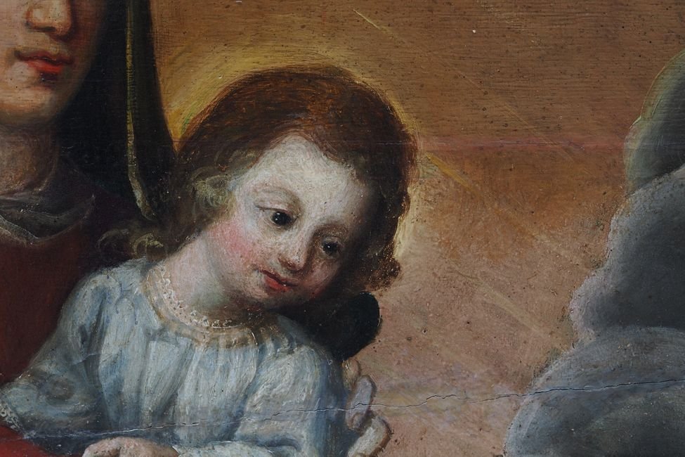 Tableau sur bois représentant une nativité-photo-3