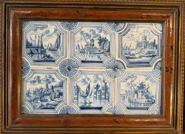 Pair Of Frames Containing Twelve 18th-century Delft Tiles -photo-2
