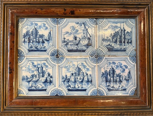 Pair Of Frames Containing Twelve 18th-century Delft Tiles -photo-3