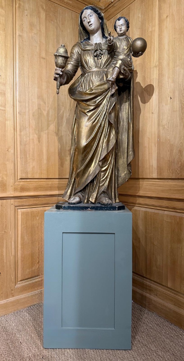Importante Statue de la Vierge à l'Enfant-photo-2