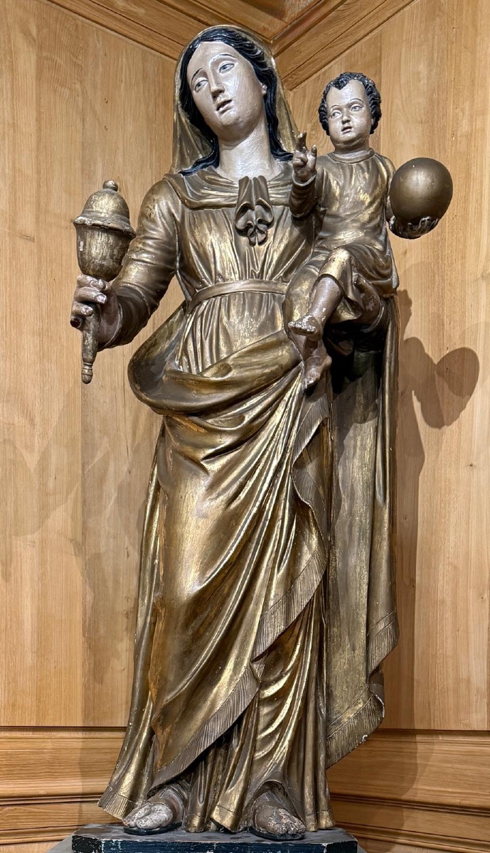 Importante Statue de la Vierge à l'Enfant-photo-3