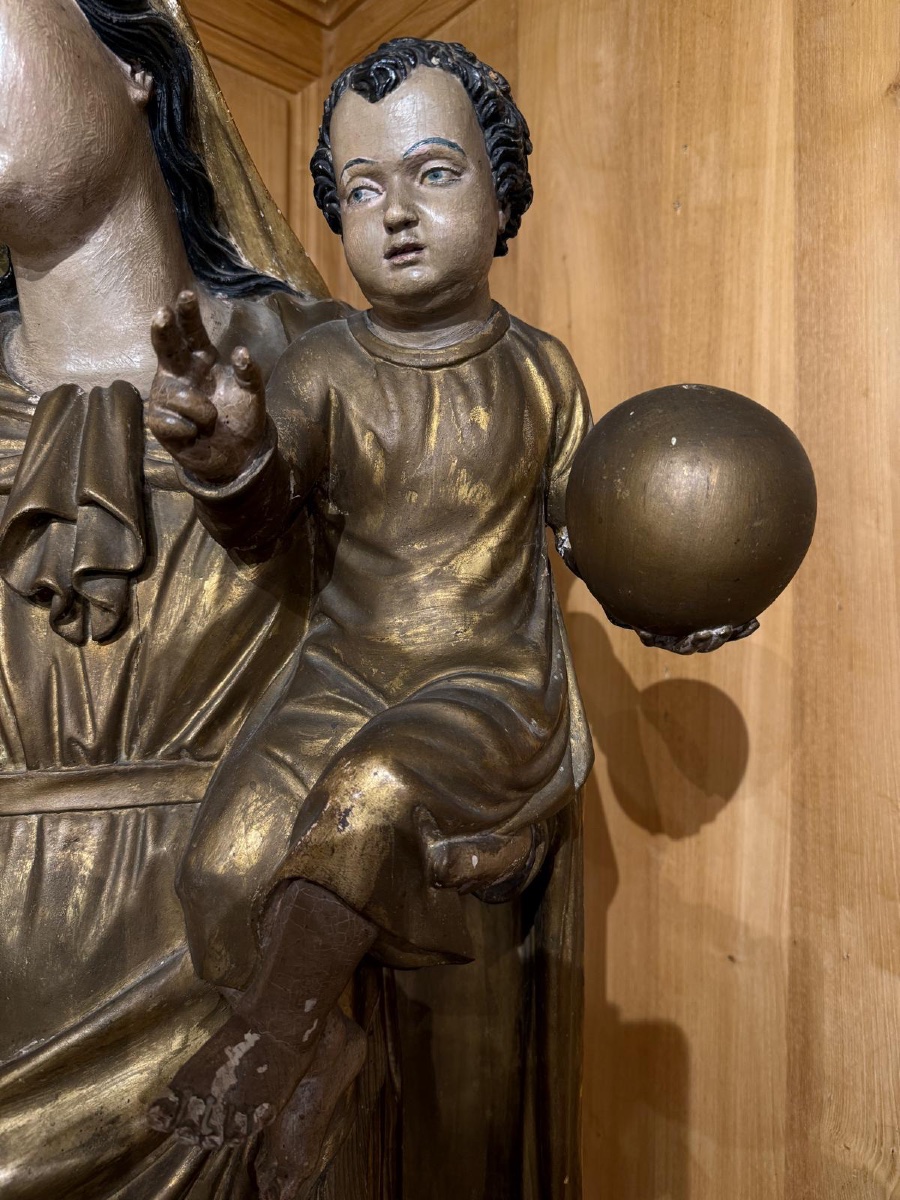 Importante Statue de la Vierge à l'Enfant-photo-4