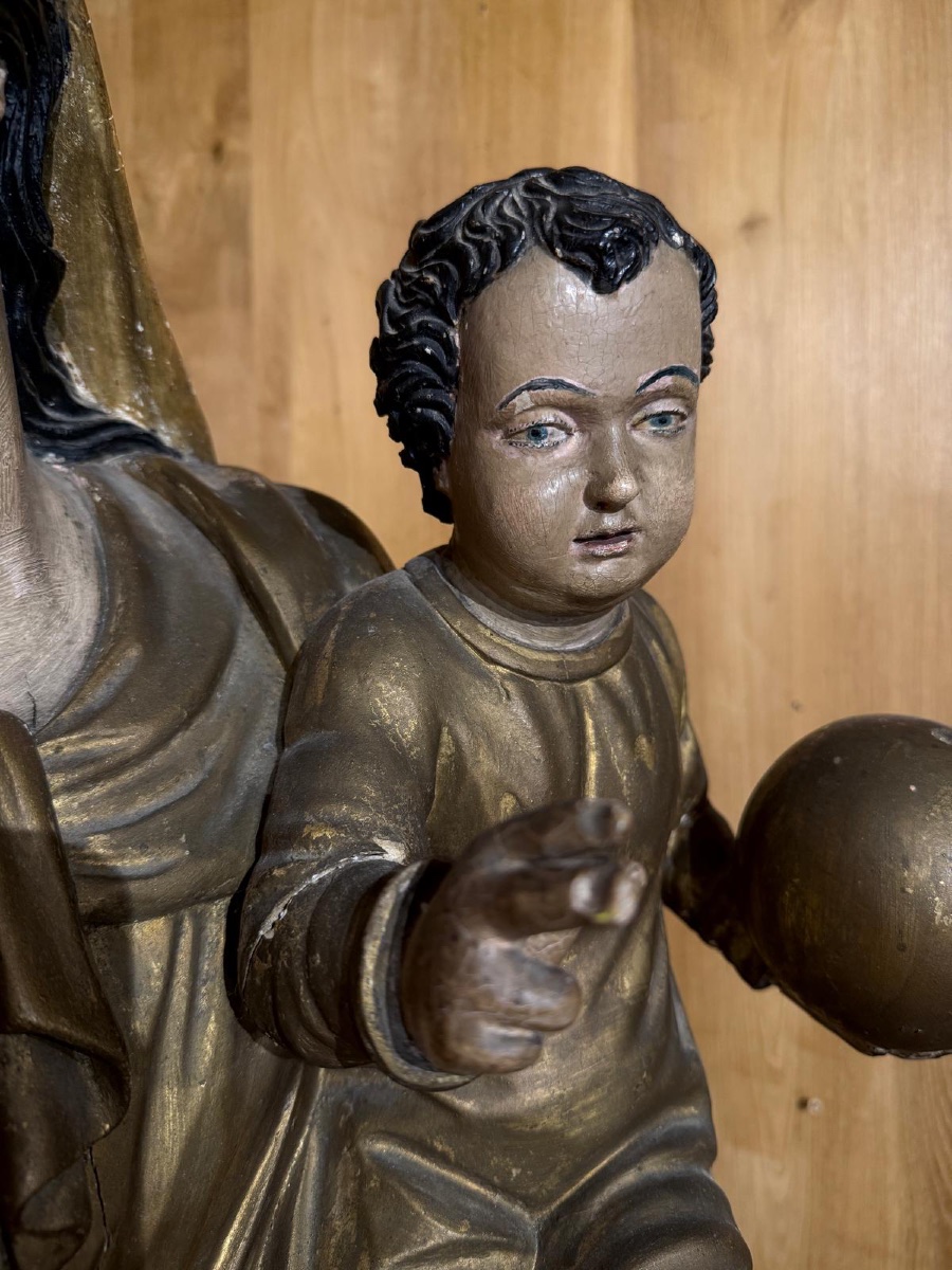 Importante Statue de la Vierge à l'Enfant-photo-5