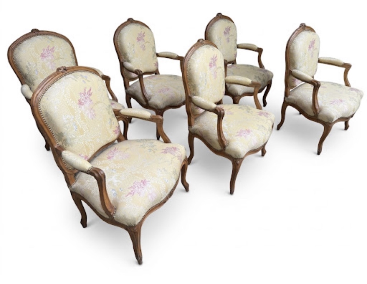 Set Of Six Louis XV-period Armchairs-photo-2