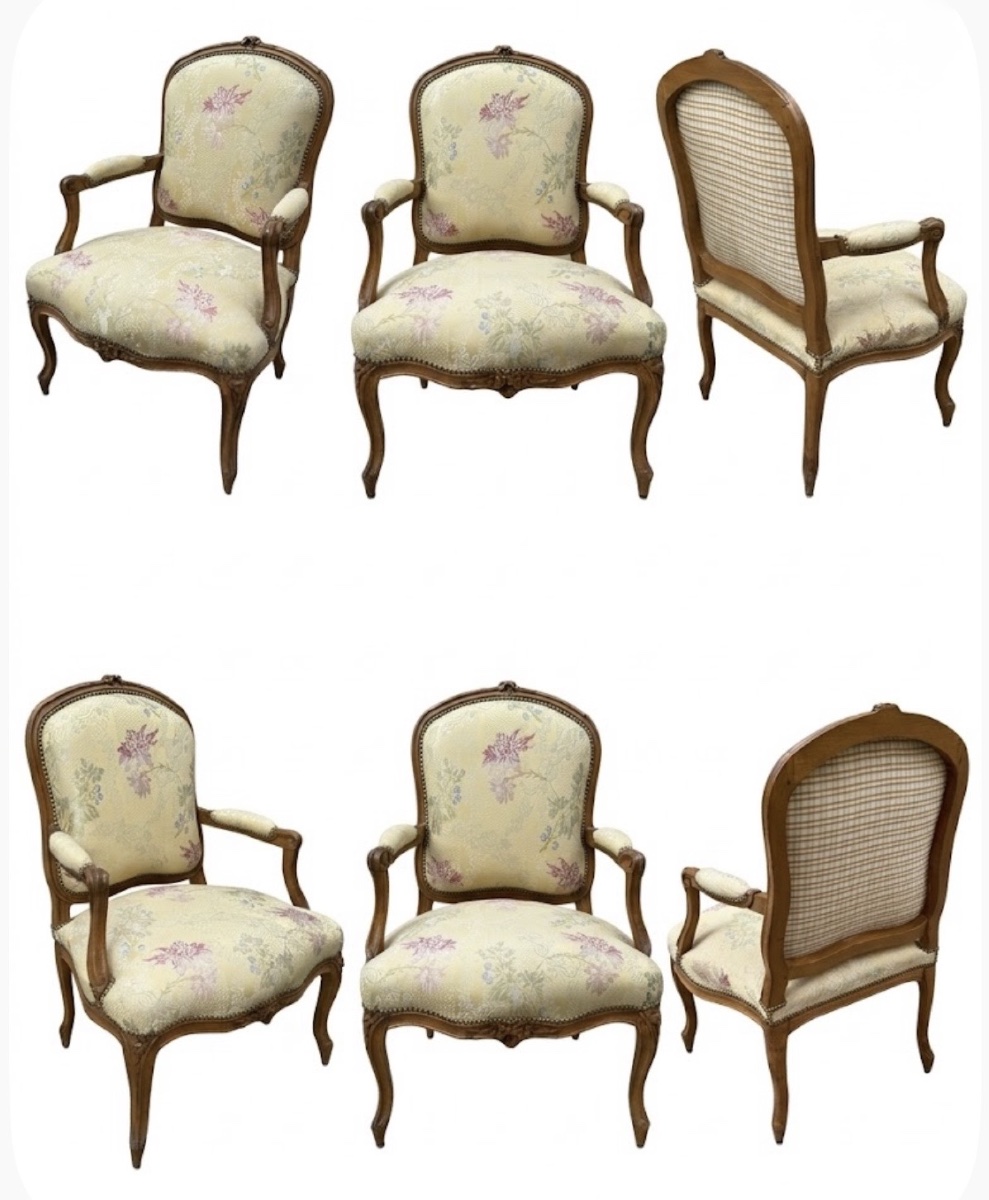 Set Of Six Louis XV-period Armchairs-photo-3