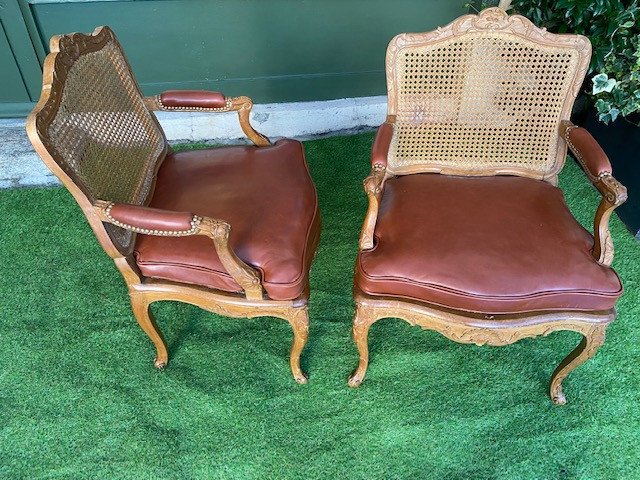 Belle paire de fauteuils &agrave; fond  canne d&rsquo;&eacute;poque R&eacute;gence-photo-3