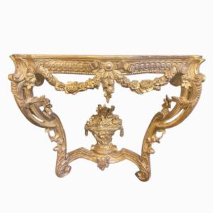 Console Parisienne en bois sculpt&eacute; et dor&eacute; d&rsquo;&eacute;poque XVIIIe