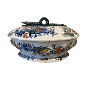 Large Polychrome Tureen In Rouen Earthenware