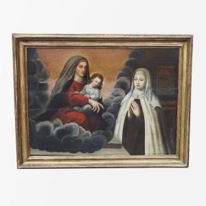 Tableau sur bois représentant une nativité