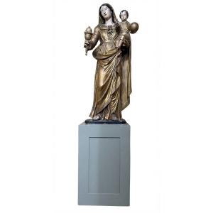 Importante Statue de la Vierge à l'Enfant