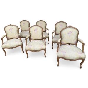 Set Of Six Louis XV-period Armchairs