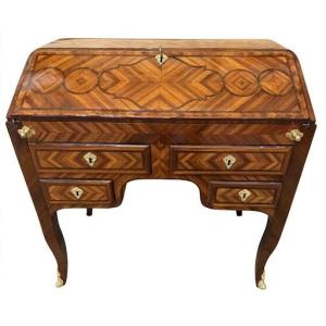 Charming Little Sloped-top Desk With A Storage Compartment, Stamped "migeon"