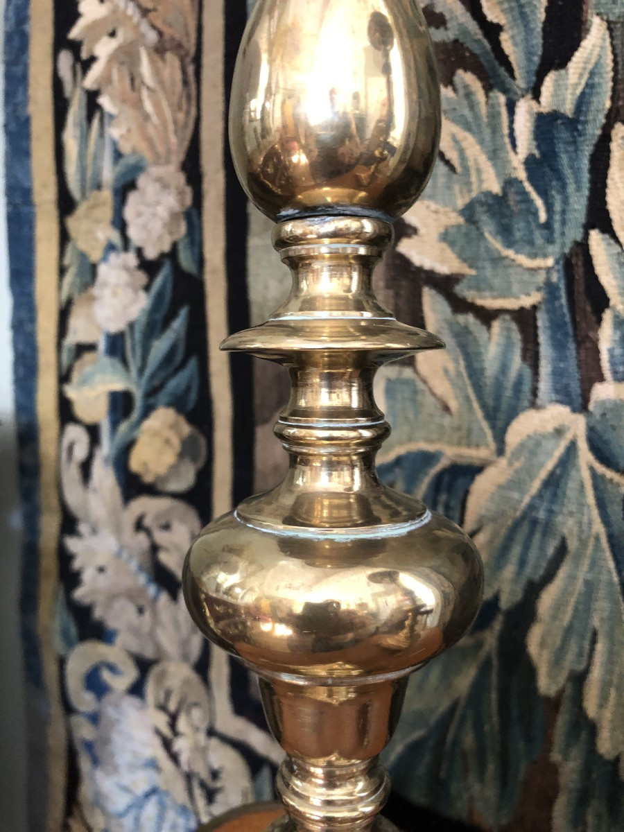 Large Pair Of Candlesticks, 17th Century.-photo-1