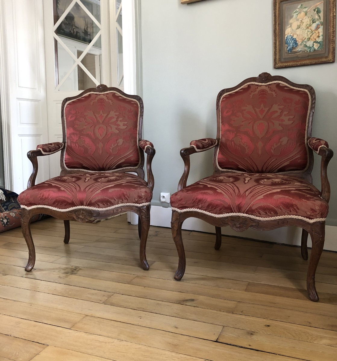 Pair Of Armchairs, 18th Century.