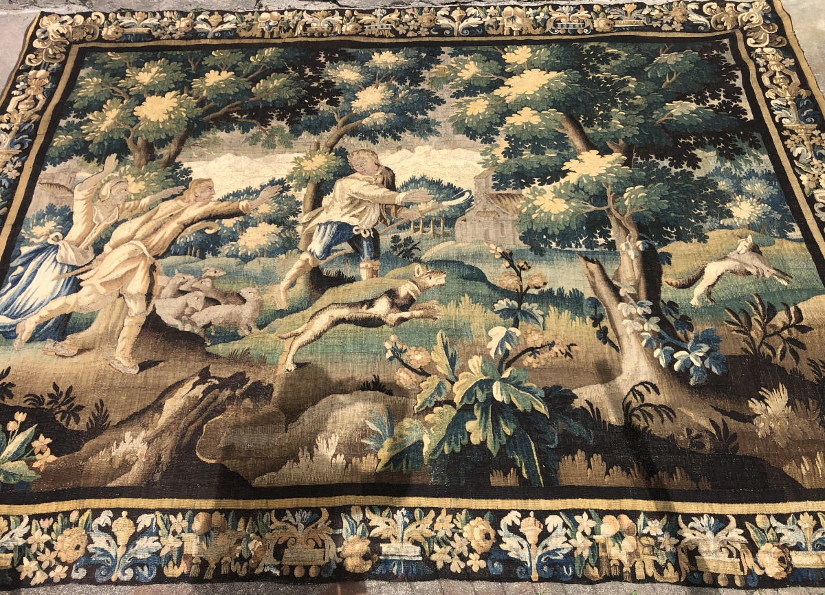Grande tapisserie Aubusson, XVIIème .-photo-2