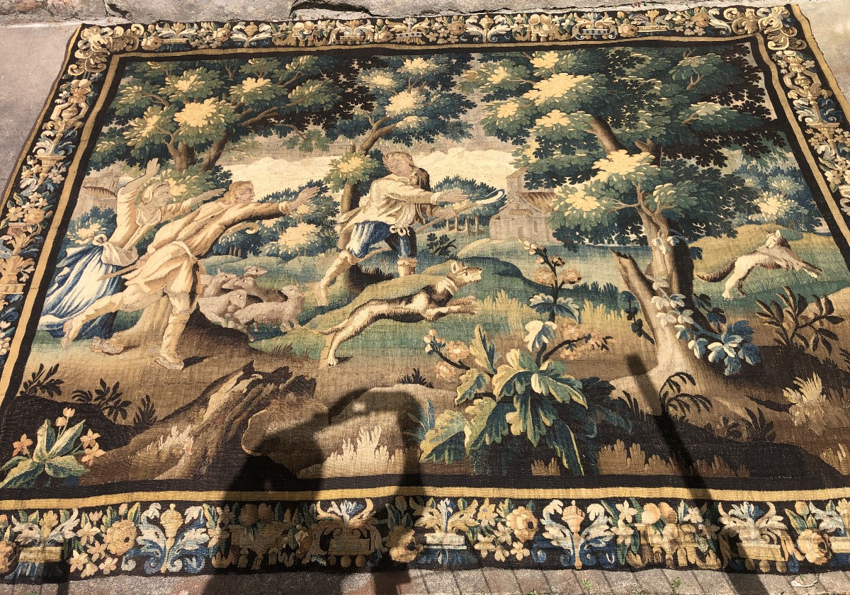 Grande tapisserie Aubusson, XVIIème .-photo-2