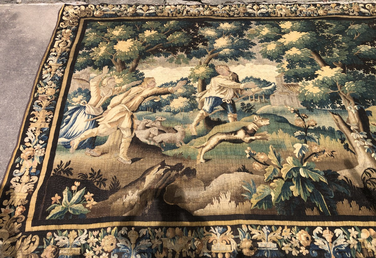 Grande tapisserie Aubusson, XVIIème .-photo-3