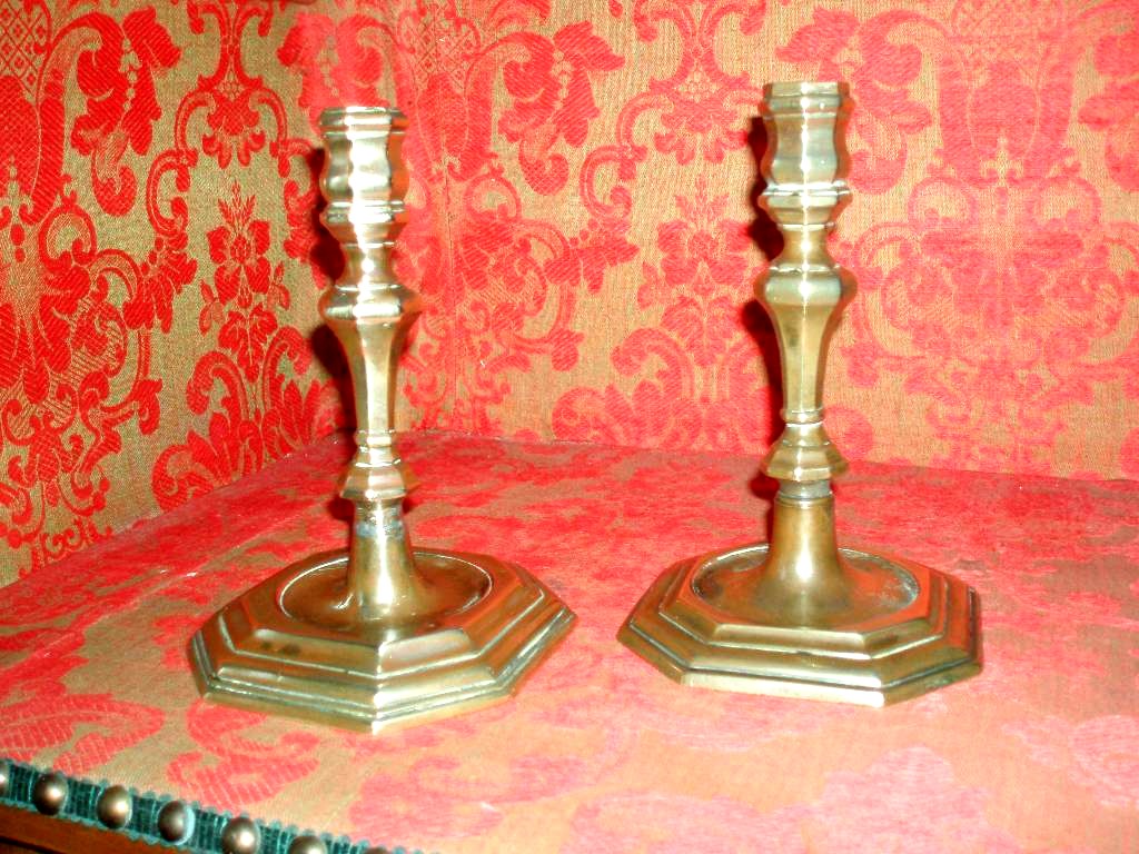 Pair Of Small Candlesticks, 17th Century.