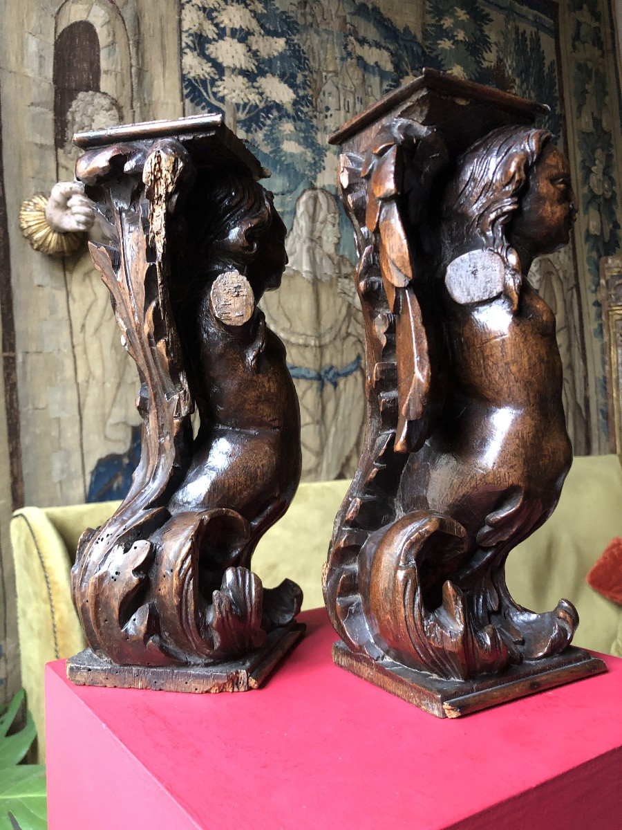 Paire de bois sculptés, XVIIème .-photo-1
