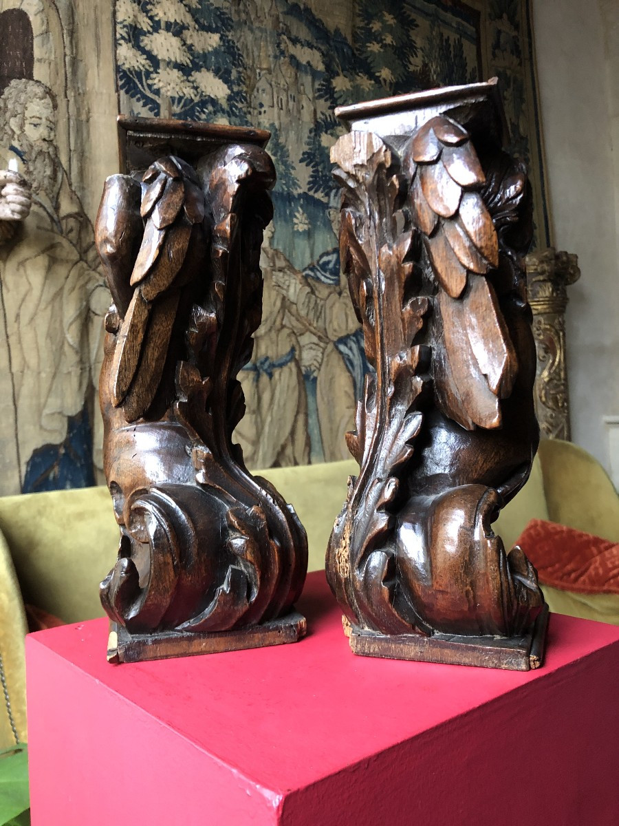 Paire de bois sculptés, XVIIème .-photo-3