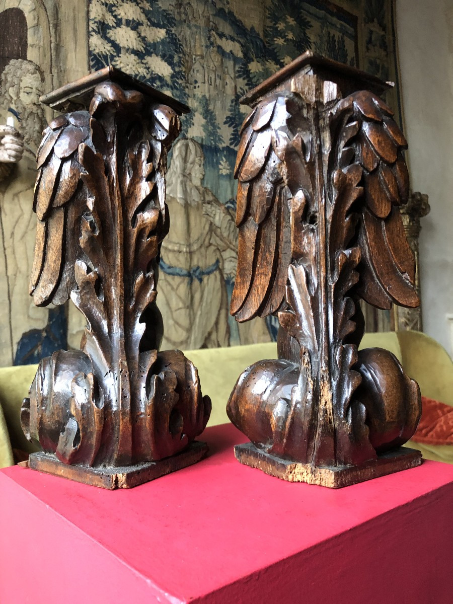 Paire de bois sculptés, XVIIème .-photo-4