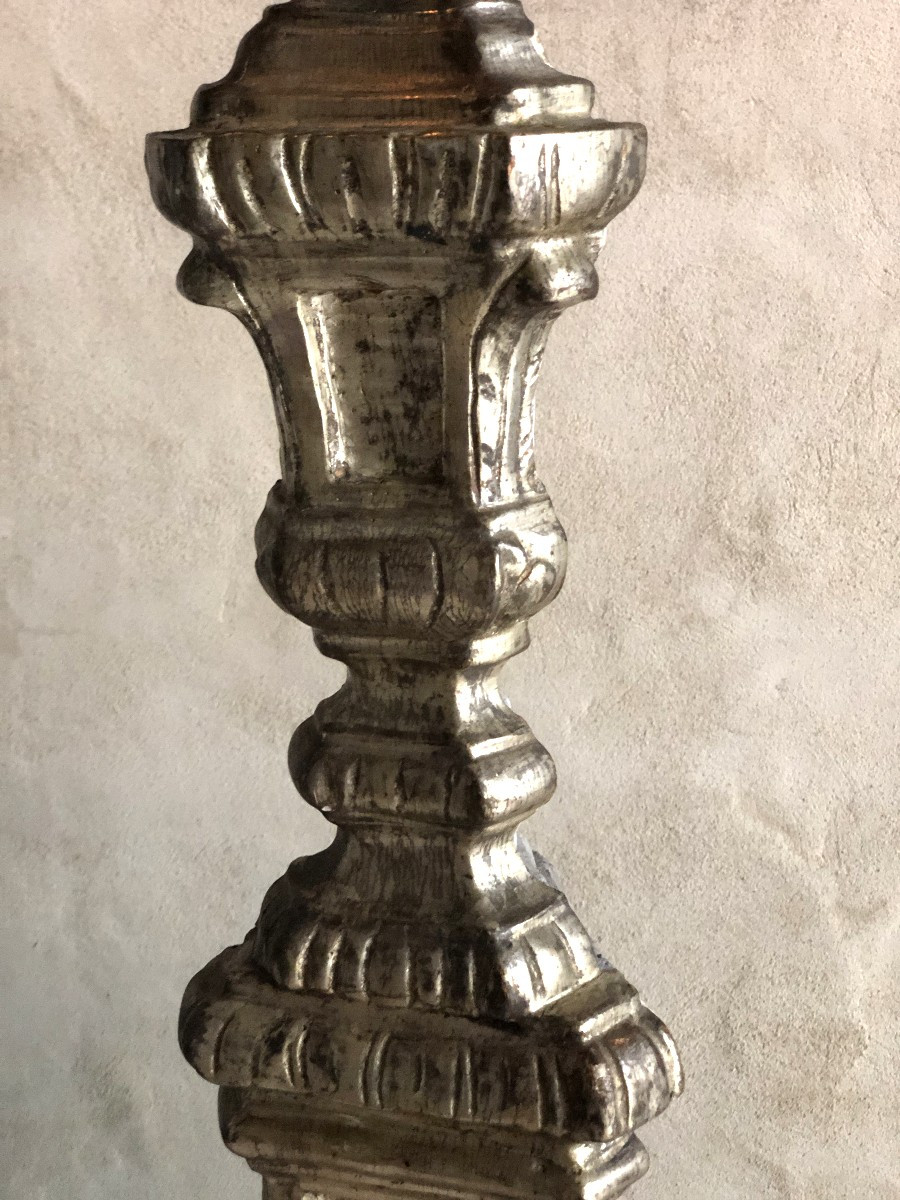 Pair Of Large Candlesticks, 18th Century.-photo-2