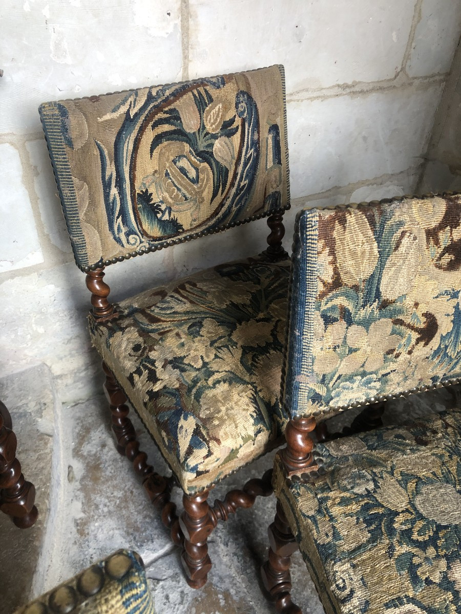 Quatre chaises Louis XIII . -photo-4
