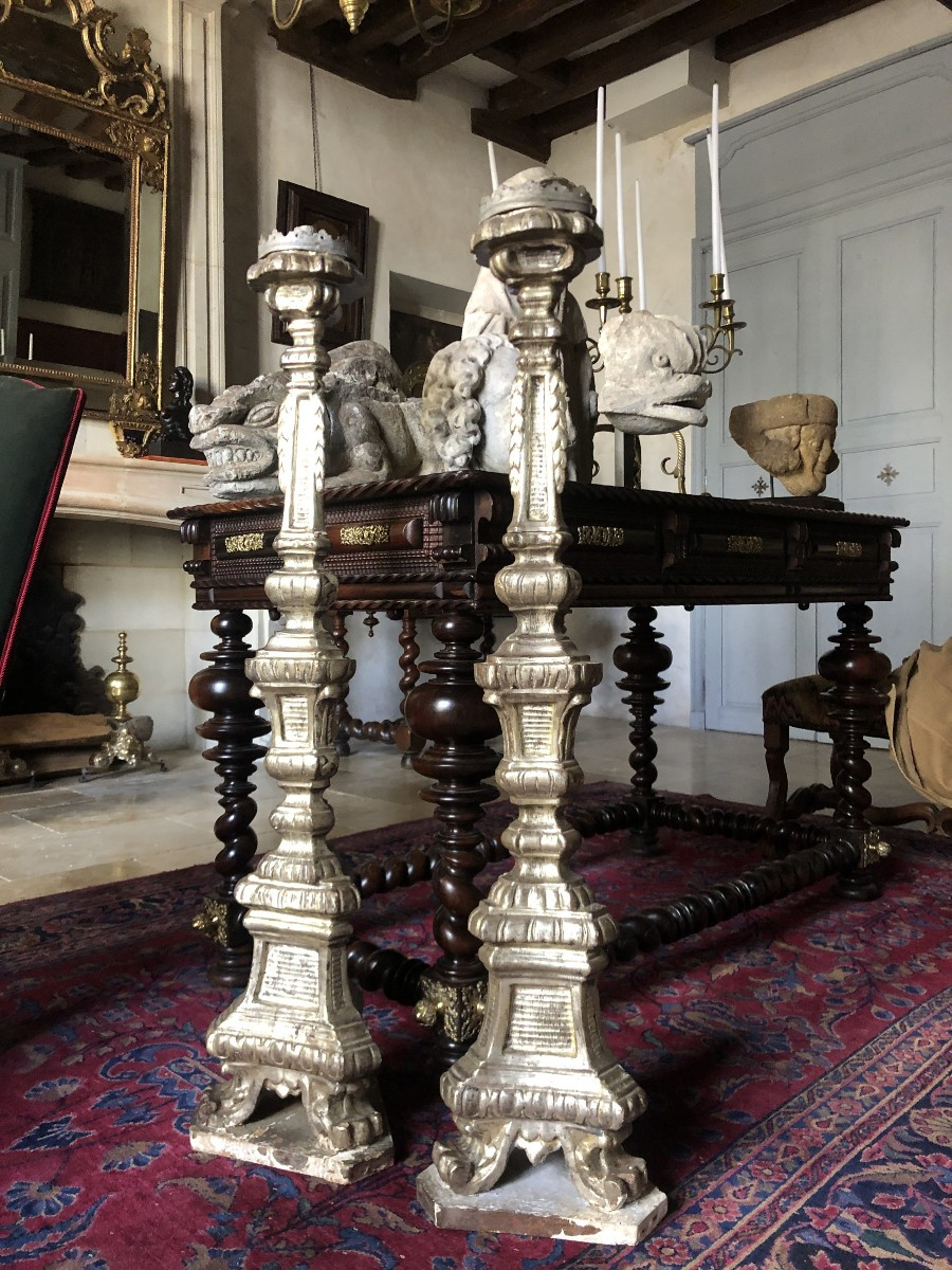 Paire de grands flambeaux, XVIIIème .