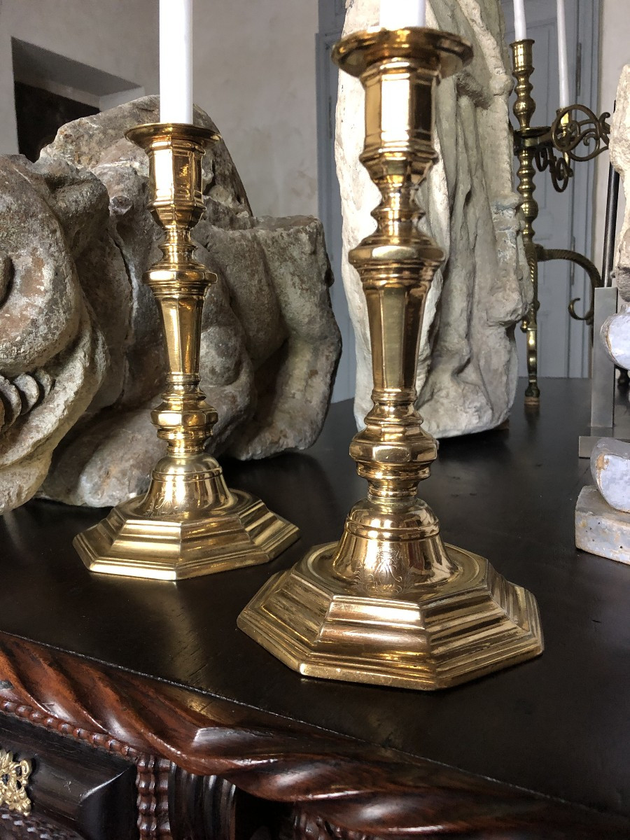 Pair Of Candlesticks, 18th Century.-photo-3