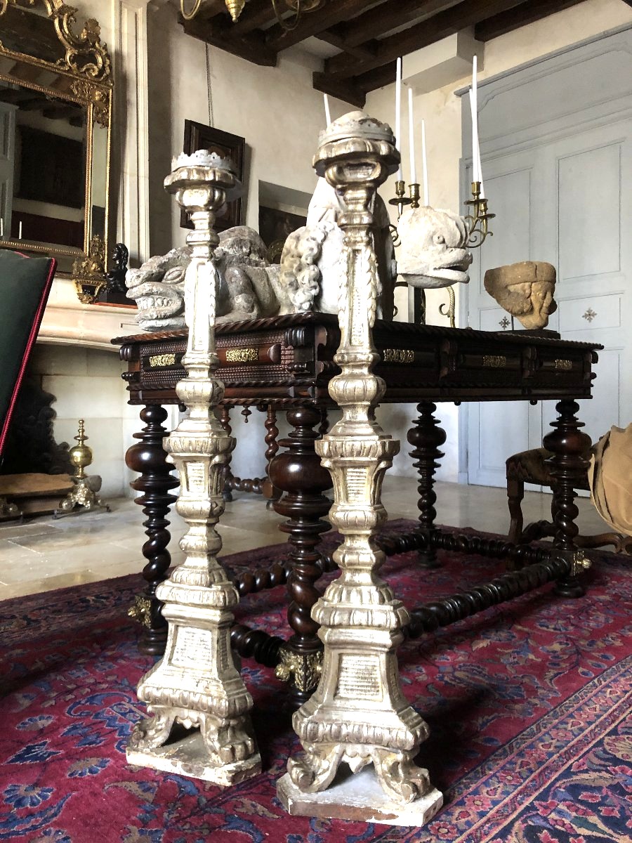 Pair Of Large Candlesticks, 18th Century.