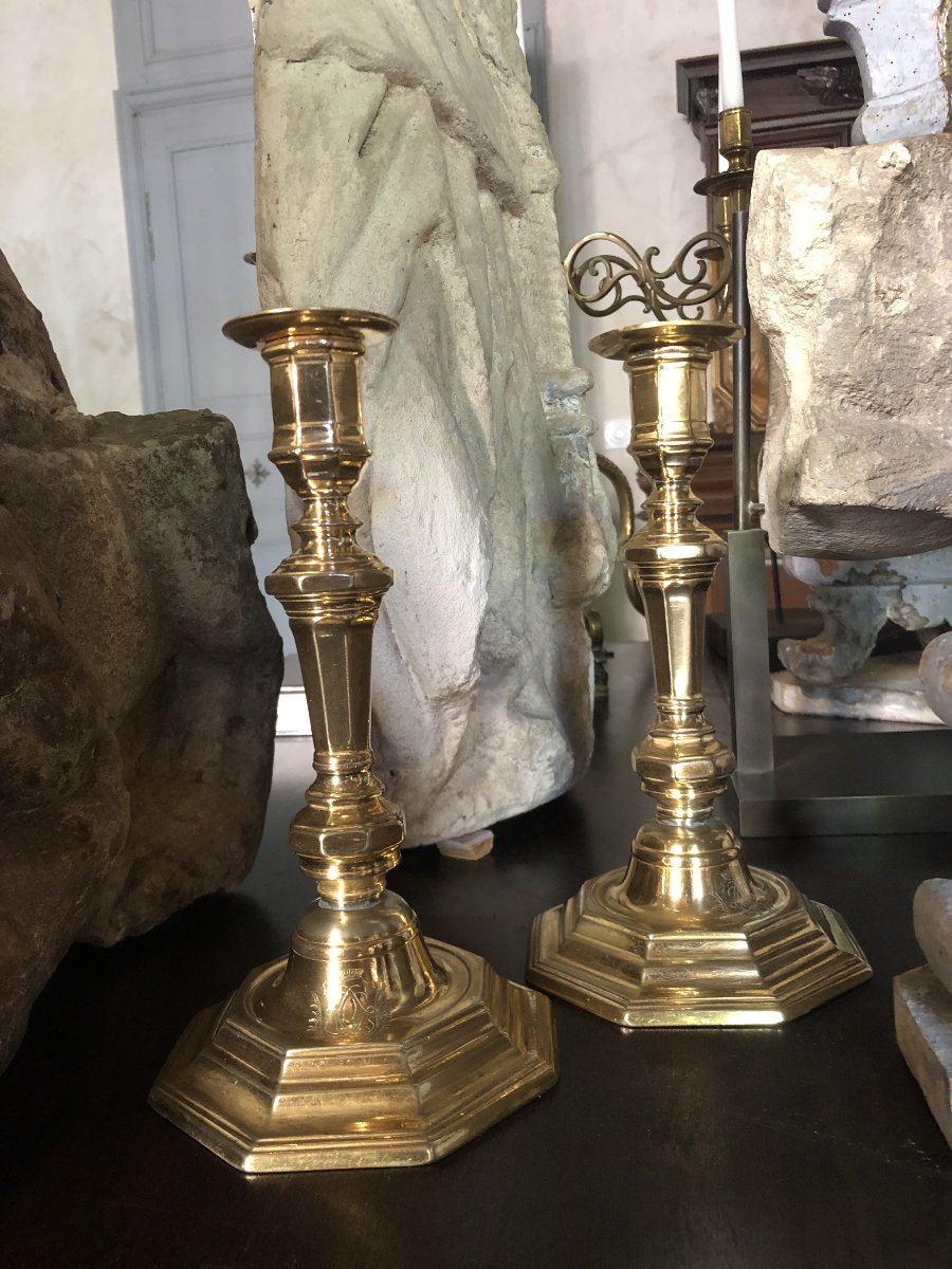 Pair Of Candlesticks, 18th Century.-photo-2