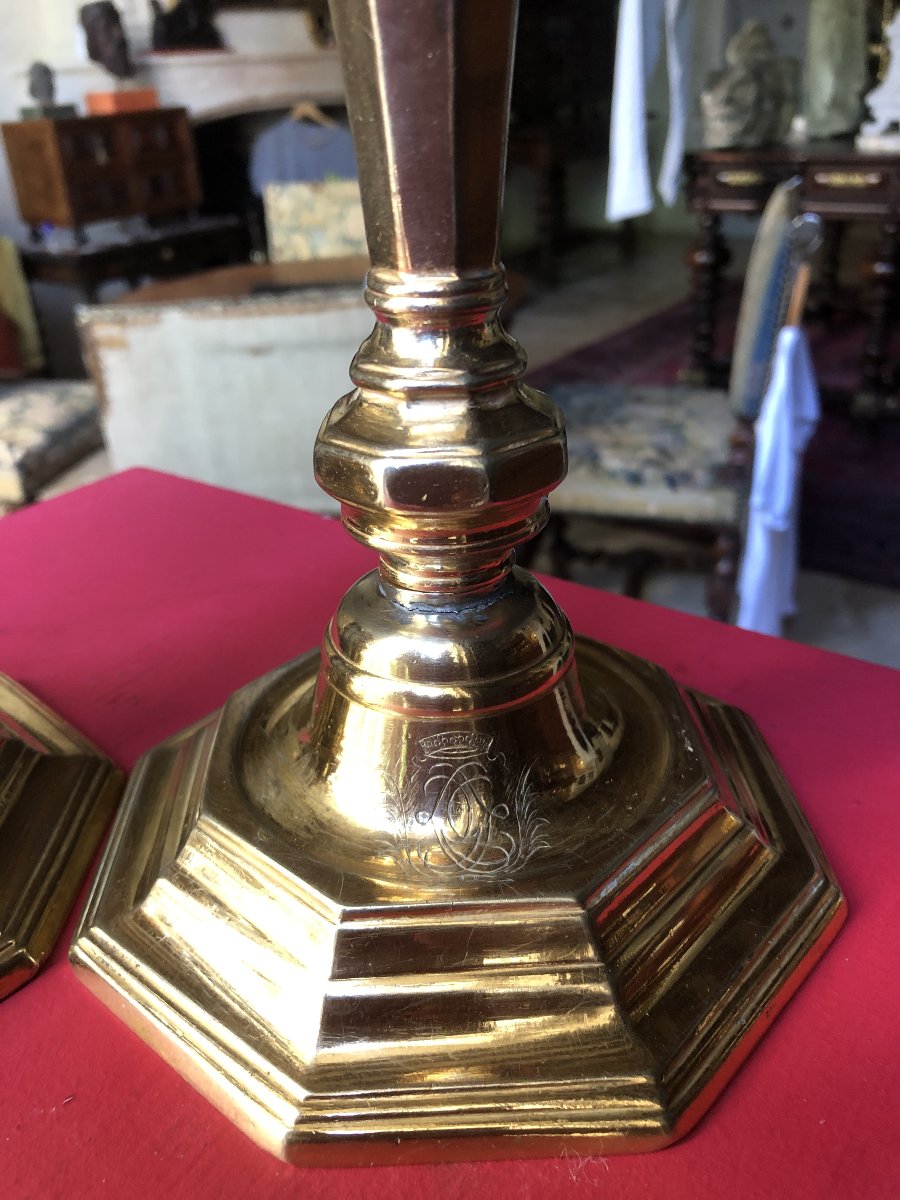 Pair Of Candlesticks, 18th Century.-photo-2