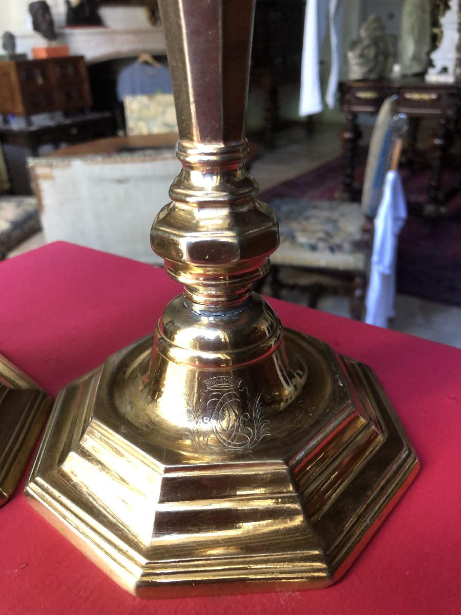 Pair Of Candlesticks, 18th Century.-photo-3