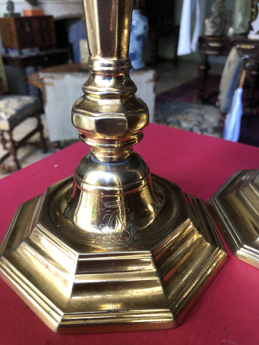 Pair Of Candlesticks, 18th Century.-photo-4