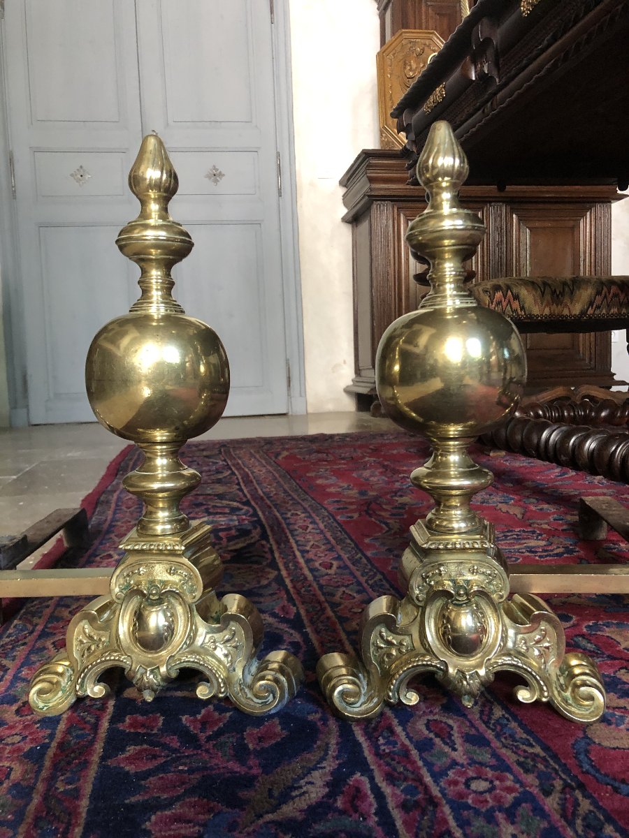 Pair Of Andirons, 17th Century.-photo-2