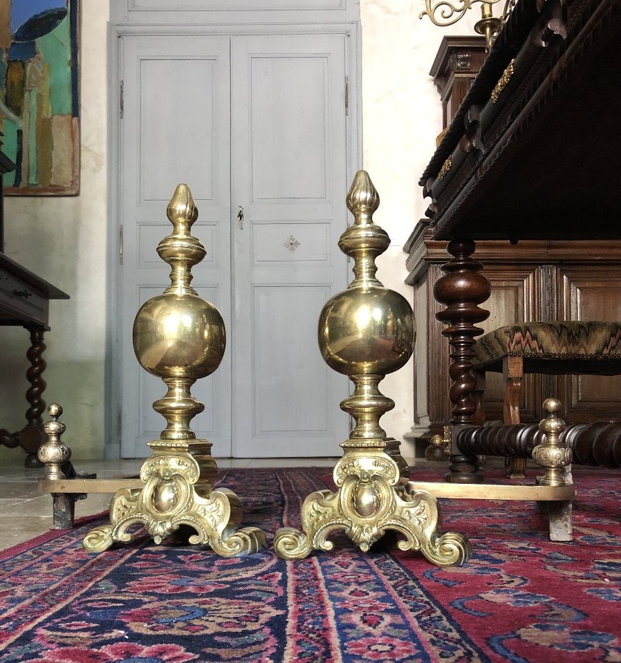 Pair Of Andirons, 17th Century.