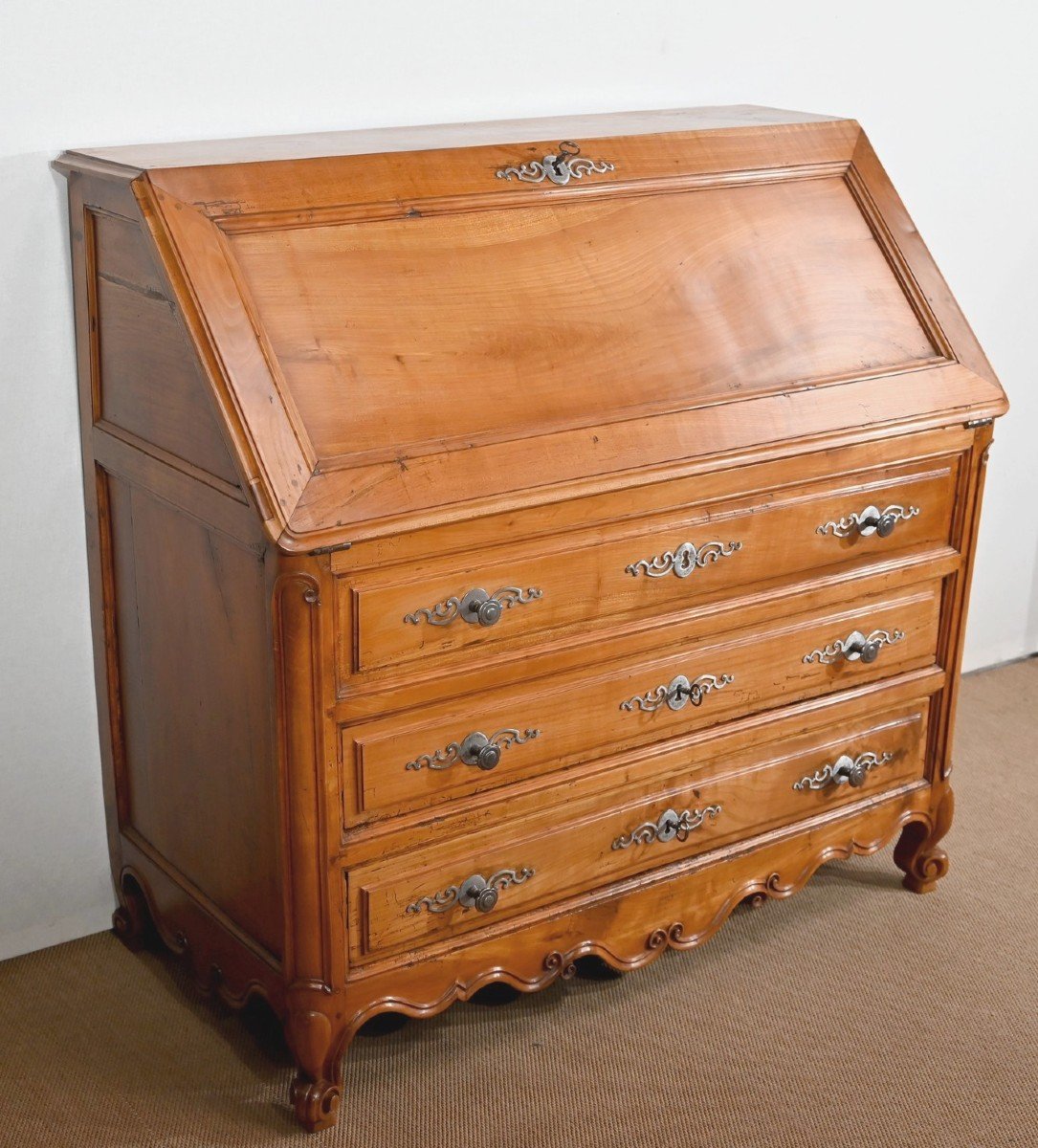 Commode Secretary In Solid Cherry, Louis XV Style - Early Nineteenth-photo-2