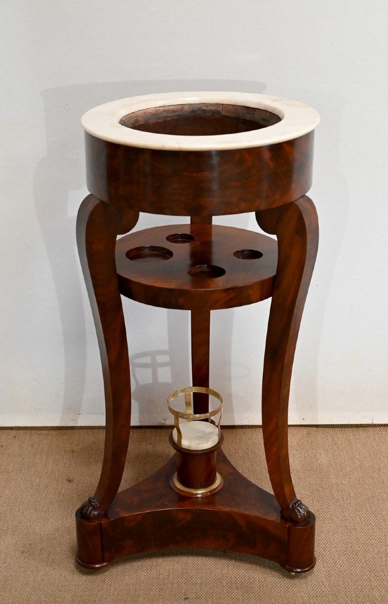 Important Athenian Barber, In Burl Mahogany Veneer, Empire Period - Early 19th Century