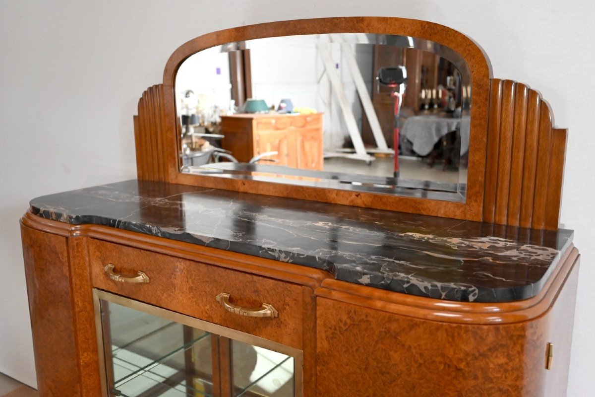 Showcase Buffet In Thuya Burl Veneer And Black Marble, Maison Stourm – 1940-photo-1