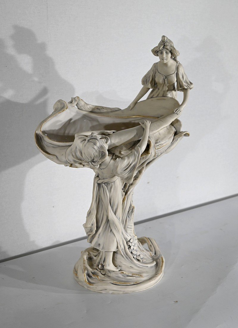 Importante Coupe En Porcelaine Royal Dux, Art Nouveau – 1900-photo-2