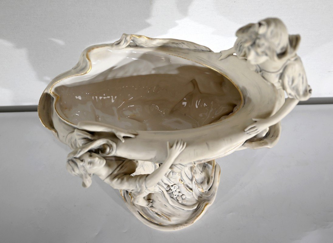 Importante Coupe En Porcelaine Royal Dux, Art Nouveau – 1900-photo-7